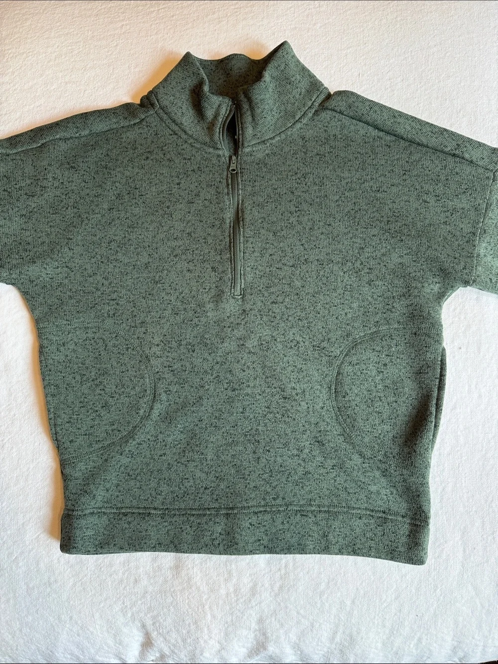 Old Navy Kids Half-Zip Pullover Hoodie in Heathered Green
